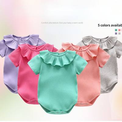 Newborn baby clothes baby crawling clothes summer short-sleeved romper baby clothes lace wrap clothes multi-color optional