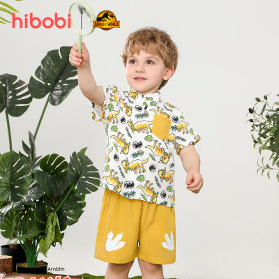 Jurassic World × hibobi boy baby Dinosaur Print Yellow Suit