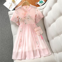 Sommerkleidung für große Kinder, Cheongsam im antiken Stil, Kinderkleidung, Mädchenrock  Rosa