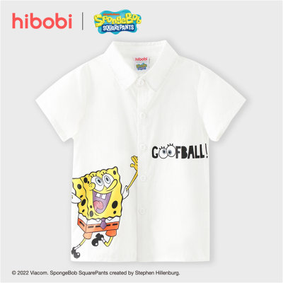 hibobi x SpongeBob Toddler Boy Casual Letter Print Cotton Cartoon Solapa Camisa