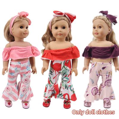 Roupas de boneca xiafu de 18 polegadas, calças com fundo de sino de um ombro, roupas de boneca fashion