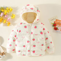 Toddler Girl Cartoon Printed Hooded Zip-up Cotton-padded Coat  Multicolor