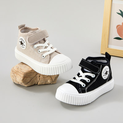 Children's solid color star high top canvas shoes