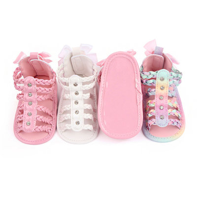 Baby Girl Solid Color Open Toed Non-slip High-top Sandals