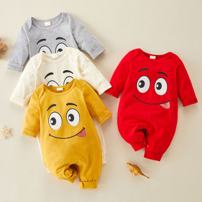 Baby Smily Face Pattern Long Sleeve Jumpsuit