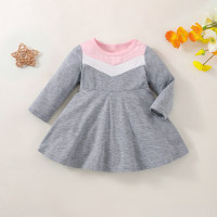 Vestido de manga larga con bloques de color para bebé niña  gris