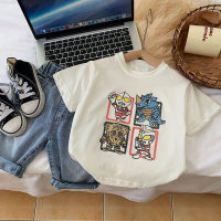 Pure cotton children's cute baby Ultraman Superman short-sleeved T-shirt summer 2024 new style small and medium-sized boys' top shirt  White