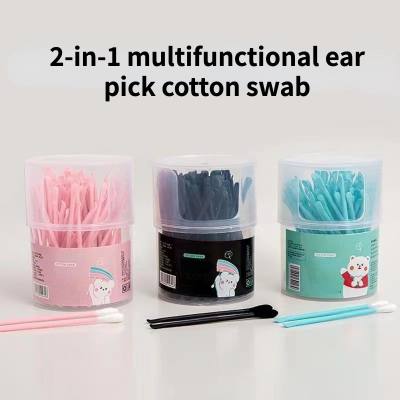 Cotton swab for ear cleaning 2 in 1 baby nose cleaning cosmetic cotton swab for blackhead removal