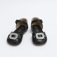 Toddler Girl Solid Color Bead Decor Velcro Sandals  Black