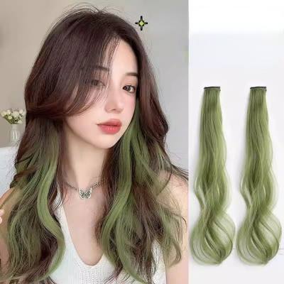 Color hanging ear dyed wig piece highlight dyed curly hair wig invisible simulation wig female long hair one piece extension