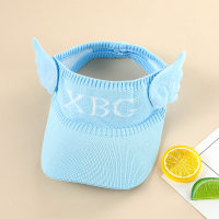 Sombrero de visera con patrón de letras estilo columpio de color sólido para niños  Azul