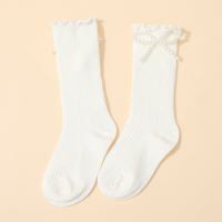 Kid Girl Lolita Style Solid Bowknot Stockings  White