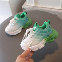 2023 Spring and Autumn New Children's Shoes, Sports Shoes for Boys and Girls Aged 1-6, Gradient Color White Shoes, Soft Soles, Versatile  Green
