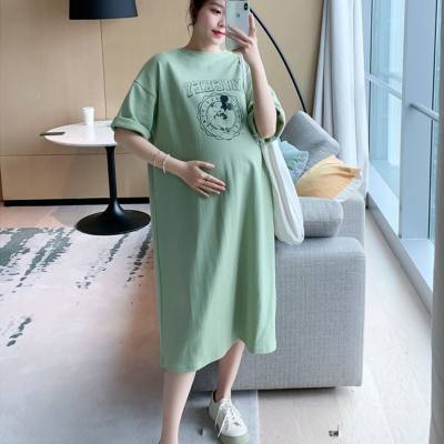 Maternity Fashion Plus Size Dress Summer T-shirt Long