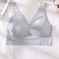 2024 New Thin Seamless Tube Top Beautiful Back Underwear Women's Small Breast Push Up Bra Comfortable No Wires Big Breasts Show Small Bra  Light Gray