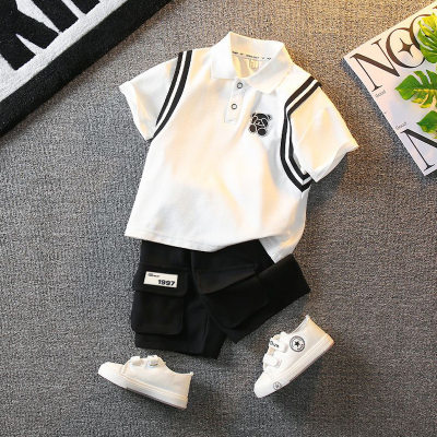 0~5 baby boy summer short-sleeved Polo shirt children's suit for children and middle-aged children new cotton T-shirt shorts two-piece set wholesale