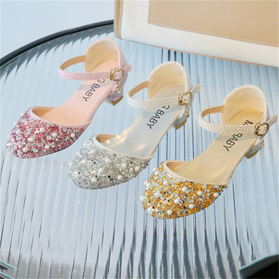 Zapatos de cuero de princesa con diamantes de imitación, zapatos de perlas para estudiantes