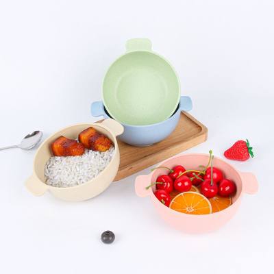 Double-ear bowl for baby, infant, toddler, training food bowl, anti-fall cute plastic bowl