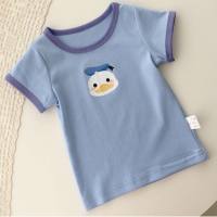 Verano de moda bebé lindo bebé niña camisetas de manga corta para niñas camisetas de verano para niños camisas de media manga con cuello redondo para niños  Azul claro