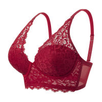 Summer thin French style lace no steel ring bra sexy breathable women's underwear push-up bra  Burgundy