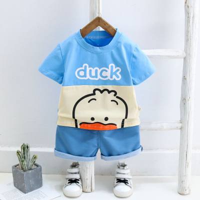 Children's suits for boys and girls duck cool color matching two-piece suits summer clothes fashionable baby