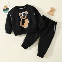 Toddler Cartoon Printed Sweater & Pants  Black