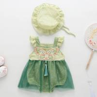 Summer baby crawling clothes cross-border ins popular children's clothing baby jumpsuit newborn skirt baby triangle harem  Green