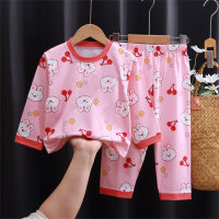 New children's clothing home clothes soft skin-friendly medium and large children's pajamas long-sleeved suit  Pink