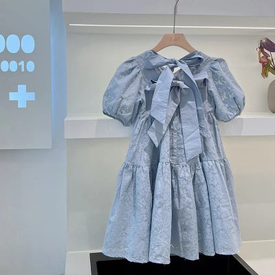 Abbigliamento per bambini vestiti per ragazze 2024 estate nuova versione coreana bambina vestito da principessa temperamento tendenza gonna per bambini in stile straniero