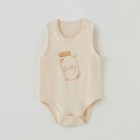 Summer baby clothes, hip-wrapped clothes for girls and boys, thin rompers, crawling clothes, modal vests, hip-wrapped clothes for newborns  Apricot