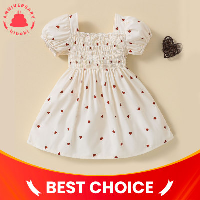 Baby Girl Heart-shape Pattern Puff Sleeve Dress