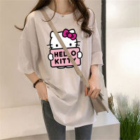 Camisetas estampadas da Hello Kitty para meninas adolescentes  Branco