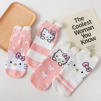 Set de 5 piezas de calcetines con lazo de Hello Kitty para niños medianos y grandes