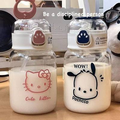 High-looking plastic straw cup, high temperature resistant girls, cute children's cup, portable cat claw water cup
