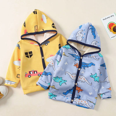 Toddler Boy Hooded Printed Button-up Jacket
