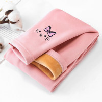 Toddler Girl Solid Color Cat Style Fleece-lined Leggings  Pink