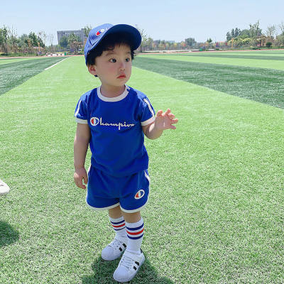 Baby internet celebrity summer sports cover, thin shorts, short-sleeved two-piece suit, summer cute and super cute baby outing clothes