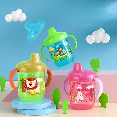 Cartoon animal integrated handle infant learning drinking cup duckbill cup leak-proof baby water cup