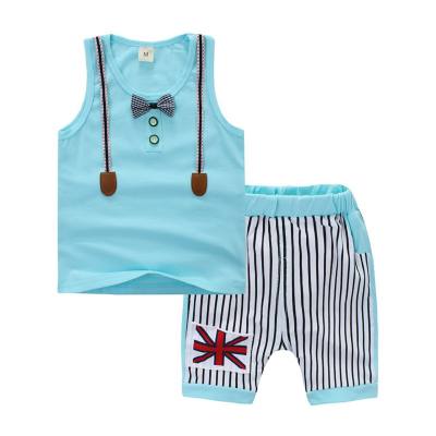 Colete de bebê terno verão fino camisa de manga curta infantil roupas de bebê de duas peças verão