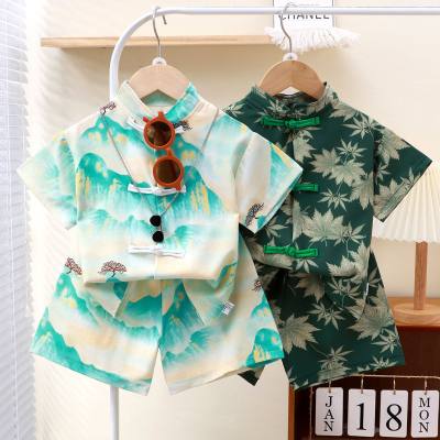 Children's summer new style boys and girls cool and handsome clothes children's casual shirt short-sleeved suit