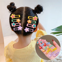 Conjunto infantil de 10 peças de acessórios de cabelo e grampos de cabelo com padrão de flores  Multicolorido