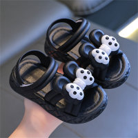 Sandalias con lazo tridimensional 3D para niños, zapatos de princesa de suela suave antideslizantes  Negro