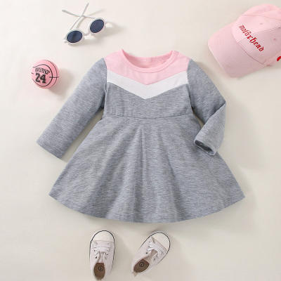 Baby Girl Color-block Long Sleeve Dress