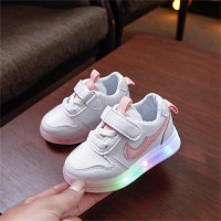 أحذية رياضية ملونة ومضيئة LED للأطفال  وردي 