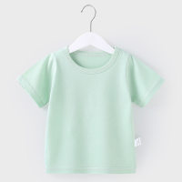 Modal tops baby short-sleeved summer half-sleeved tops summer thin men's and women's baby clothes ice silk cool  Green