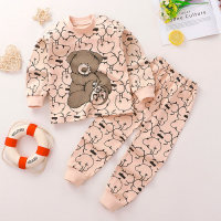 Toddler Girls Cartoon Little Bear Cotton Pajamas Sets & Pants  Apricot