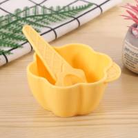Ice cream bowl and spoon set  Yellow