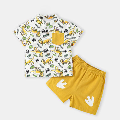 boy baby Dinosaur Print Yellow Suit