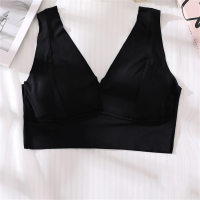 2024 New Thin Seamless Tube Top Beautiful Back Underwear Women's Small Breast Push Up Bra Comfortable No Wires Big Breasts Show Small Bra  Black