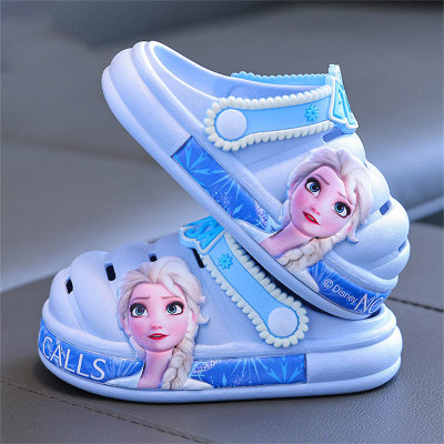 صنادل أحذية الأميرة إلسا ذات الفتحة الناعمة غير القابلة للانزلاق للأطفال